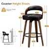 Set of 2 Swivel PU Leather Counter Height Bar Stools with Back and Metal Footrests, Upholstered Bar Stool for Kitchen Island, Dining Room-Tanpinhause - 3 of 4