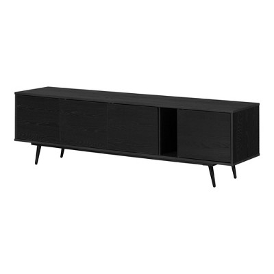 Black Particle Board TV Stand with Cabinets for 65" TVs