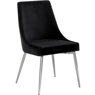 Karina Black Velvet Upholstered Side Chair with Chrome Legs