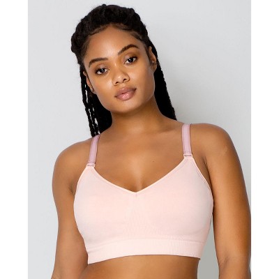 Curvy Couture Women's Smooth Seamless Comfort Wire Free Bra Blushing Rose XL