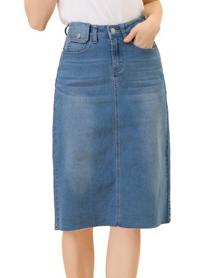 INSPIRE CHIC Women's Casual High Waist Back Slit Short Denim Skirts