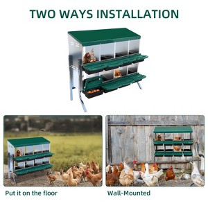 8 Compartments Nesting Box for Chickens Egg Laying, Heavy Duty Metal Poultry Nest Box with Roll Out Egg Collection, Swing Perch, Vented Holes - 1 of 4