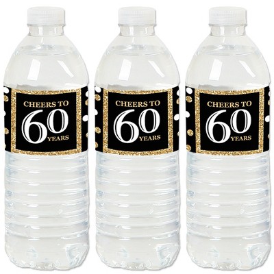 Big Dot of Happiness Adult 60th Birthday - Gold - Birthday Party Water Bottle Sticker Labels - Set of 20