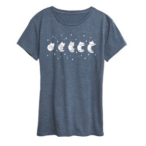 Women's - Instant Message - Cat Moon Phases Short Sleeve Graphic T-Shirt - 1 of 4