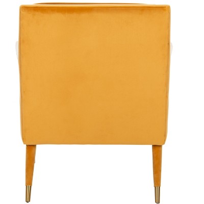 Marigold Velvet Transitional Accent Chair with Gold Leg Caps