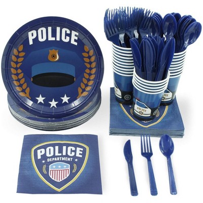 Juvale 24 Set Disposable Dinnerware Tableware for Police Party Boys Kids Birthdays