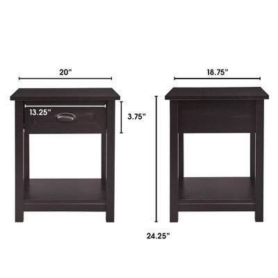 Bailey Traditional Black Wood 1-Drawer Nightstand with Shelf