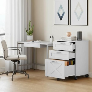 3 Drawer File Cabinet with Lock, Wooden Mobile Under Desk Filing Cabinet for A4/Letter/Legal Size, Farmhouse Printer Stand - 1 of 4