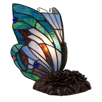 Hastings Home Tiffany Style Stained Glass Butterfly Lamp