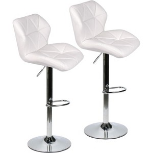 Elecwish Bar Chairs Set of 2 PU Leather Barstools Adjustable Height Swivel 360 Degrees White - 1 of 4