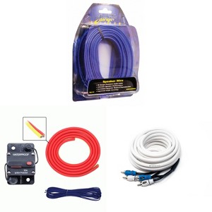Metra MLAK8-20 50 Amp Breaker 8GA Tinned Pure Copper 20 foot Marine Wiring Kit with 16GA Matte Blue 50ft Tinned Oxygen-Free Copper Speaker Wire and... - 1 of 4