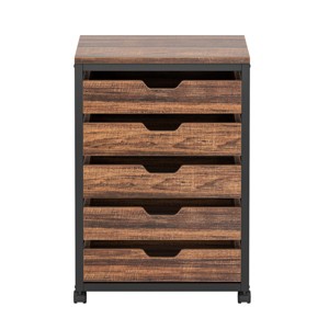 GlasFlength File Cabinets 5 Drawer File Cabinet Rolling Filing Cabinet Mobile File Cabinet for Home Office, Brown, 19.69"*15.75"*30.12" - 1 of 4