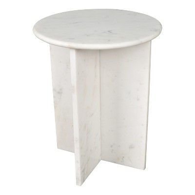 JONATHAN Y Javier 17.75" Contemporary Natural Marble Handmade X-Shaped End Table