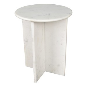 JONATHAN Y Javier 17.75" Contemporary Natural Marble Handmade X-Shaped End Table - 1 of 4