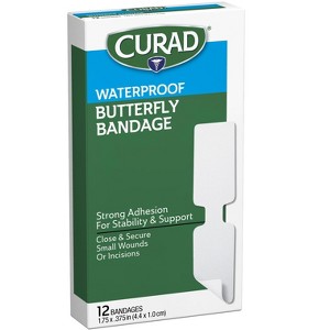 Curad Waterproof Butterfly Bandages 1.75" x .37", 12 Count - 1 of 4