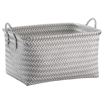grey and white storage baskets
