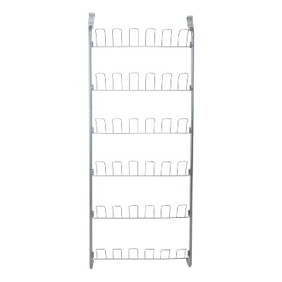 Organize It All Overdoor Wire Shoe Rack Basic Collection: Holds 18 Pairs, Metal Frame, Silver & Black, No Assembly Required
