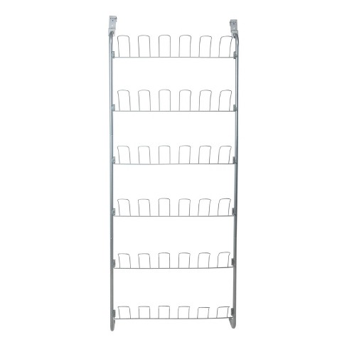 Organize It All Overdoor 12 Pair Shoe Rack with 4 Accessory Hooks