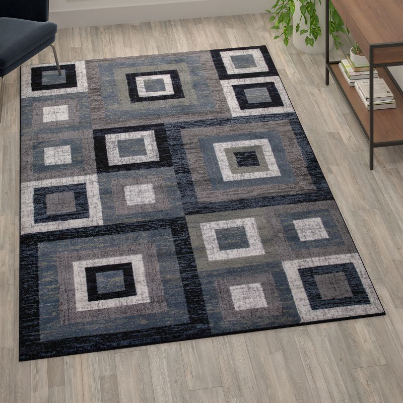 Flash Furniture Gideon Collection Geometric Olefin Area Rug with Cotton Backing, Living Room, Bedroom, 3 of 11
