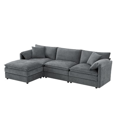 VYNXARIA 103.5" Chenille Modular Sectional Sofa with Deep and Wide Seat,L Shaped Cloud Couch Set with Double Cushions,4 Seat Sofa£¬Dark Gray