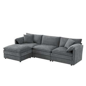 VYNXARIA 103.5" Chenille Modular Sectional Sofa with Deep and Wide Seat,L Shaped Cloud Couch Set with Double Cushions,4 Seat Sofa£¬Dark Gray - 1 of 4