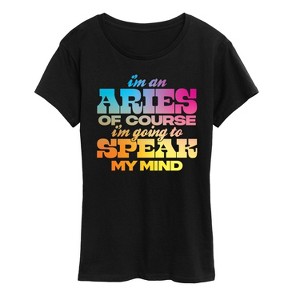 Women's - Instant Message - Aries Speak My Mind Short Sleeve Graphic T-Shirt - 1 of 4