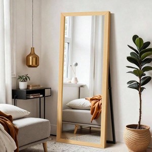 Wall Full Length Mirror Standing Mirror Full Body Large Floor Wall Door Bedroom Bathroom Living Room with Wooden Frame - 1 of 4