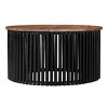 30 Inch Round Acacia Wood Coffee Table with Slatted Base, Natural and Black Modern Living Room Center Table with MDF Top-Maison Boucle - 4 of 4