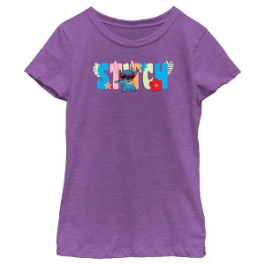 Girl's Lilo & Stitch Colorful Ukulele Stitch T-Shirt - 1 of 4