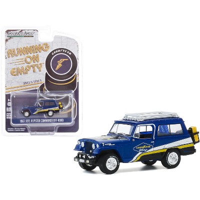 1967 Jeep Jeepster Commando Off-Road with Roof Rack Blue with Stripes "Goodyear Racing" "Running on Empty" 1/64 Diecast Model Car by Greenlight