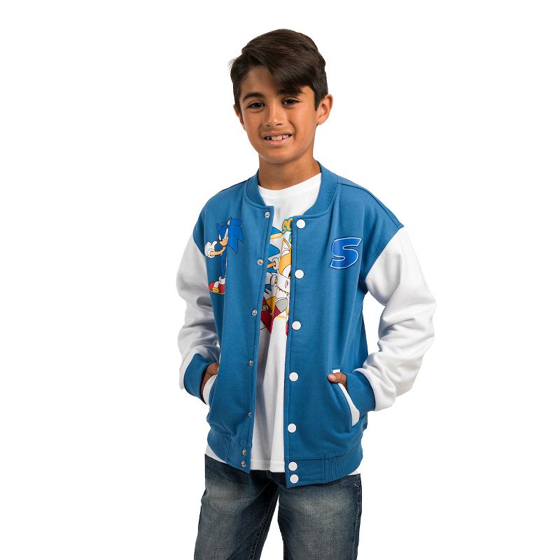Sonic the Hedgehog Blue and White Youth Bomber Jacket, 4 of 5