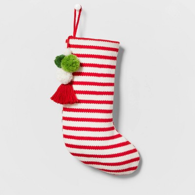 Candy Stripe Knit Christmas Stocking Red - Wondershop™