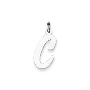 Black Bow Jewelry 14k White Gold, Madison Collection, Medium Script Initial Pendant A-W - 1 of 4