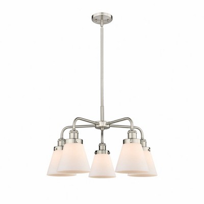 Cone - 5 Light Stem Hung Chandelier In Art Deco Style-14.75 Inches Tall and 24.25 Inches Wide