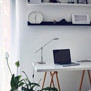 Creekwood Home Sleek Essentials 21" Pivot Arm Modern (Includes LED Light Bulb) Desk Lamp Chrome Finish - 1 of 4