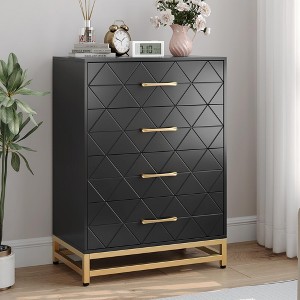 Jojoka 4 Drawer Dresser, Wooden Chest of Drawers, Modern Storage Tower with Metal Handles and Legs, 36" Tall Space Saving Storage Organizer - 1 of 4