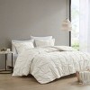 Okak Queen/King 3-Piece Elastic Embroidered Cotton Bed Duvet Cover Set,Comfortable Coverlet Bedding Sets,Machine Washable - 2 of 4