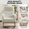 White modern style rocking chair, solid wood leg rocking chair, high back living room leisure armchair - 3 of 4