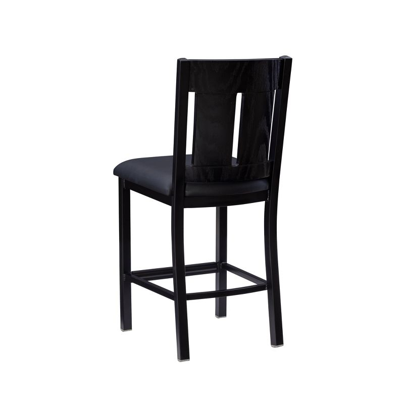 Edwina Faux Leather Seat with Slat Back Counter Height Barstool Black - Linon, 6 of 11