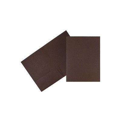JAM Paper Linen 2-Pocket Presentation Folder Chocolate Brown 100/Carton 386LBRB