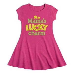 Girls' - Instant Message - St. Patrick's Day Mama's Lucky Charm Fit & Flair Cap Sleeve Dress - 1 of 3
