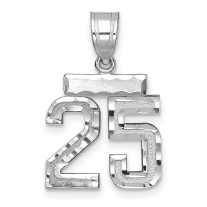 Black Bow Jewelry 14k White Gold, Varsity Collection, Small D/C Pendant, Number 25 - 1 of 3