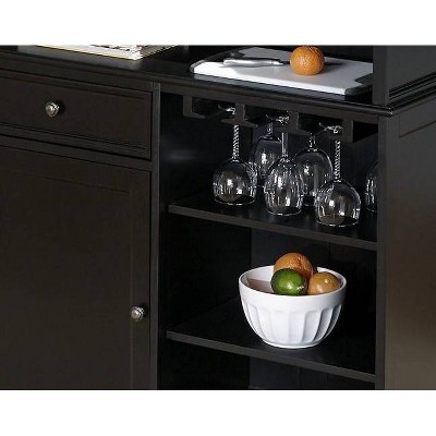 Americana Black and Oak Hardwood Bar with Adjustable Shelves