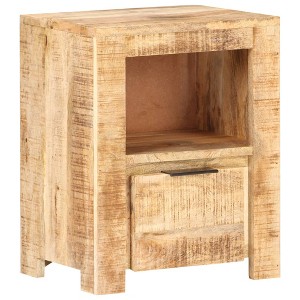 vidaXL Bedside Cabinet 15.7"x11.8"x19.7" Rough Mango Wood - 1 of 4