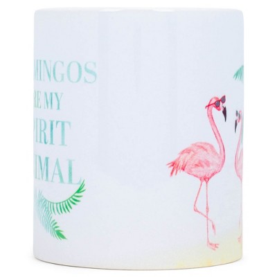 Elanze Designs Flamingos are my Spirit Animal 11 Ounce White Ceramic Coffee Mug