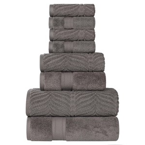 Chevron Zero Twist Cotton Solid and Jacquard Hand Towel Set of 6 by Blue Nile Mills - 1 of 4