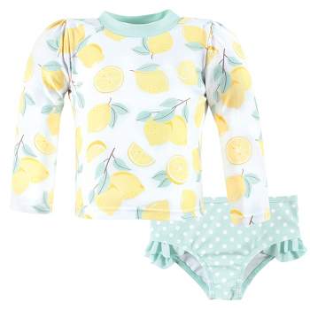 Hudson Baby Girls Swim Rashguard Set, Mint Lemons