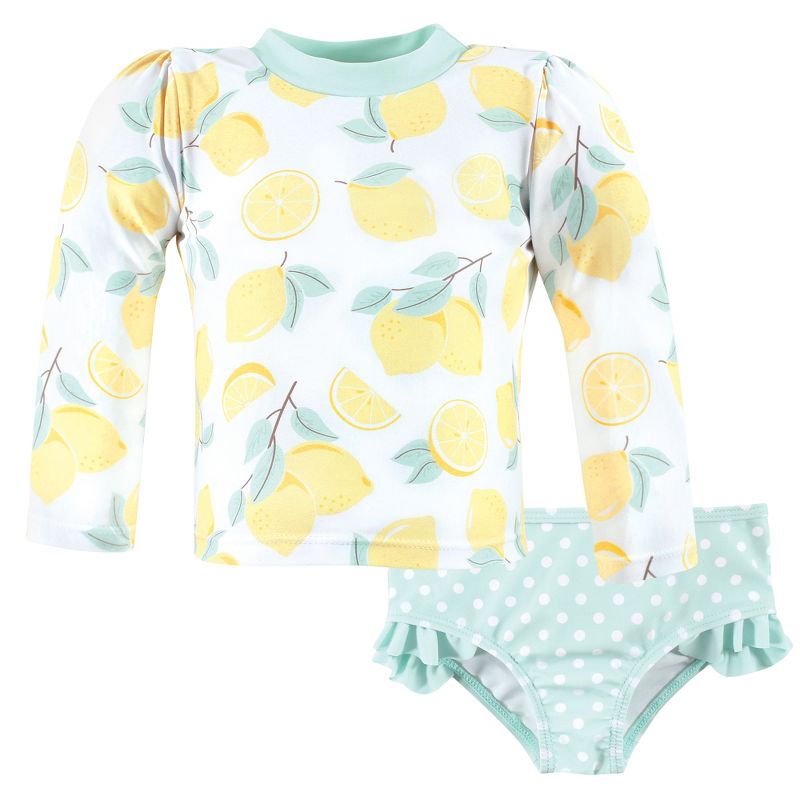 Hudson Baby Girls Swim Rashguard Set, Mint Lemons, 1 of 5