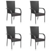 vidaXL Dining Chair Set of 4 Brown PE rattan, powder-coated steel - Brown 4 - 2 of 4