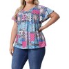 Agnes Orinda Women's Plus Size V Neck Ruffle Short Sleeve Boho Floral Casual T-Shirt - 2 of 4